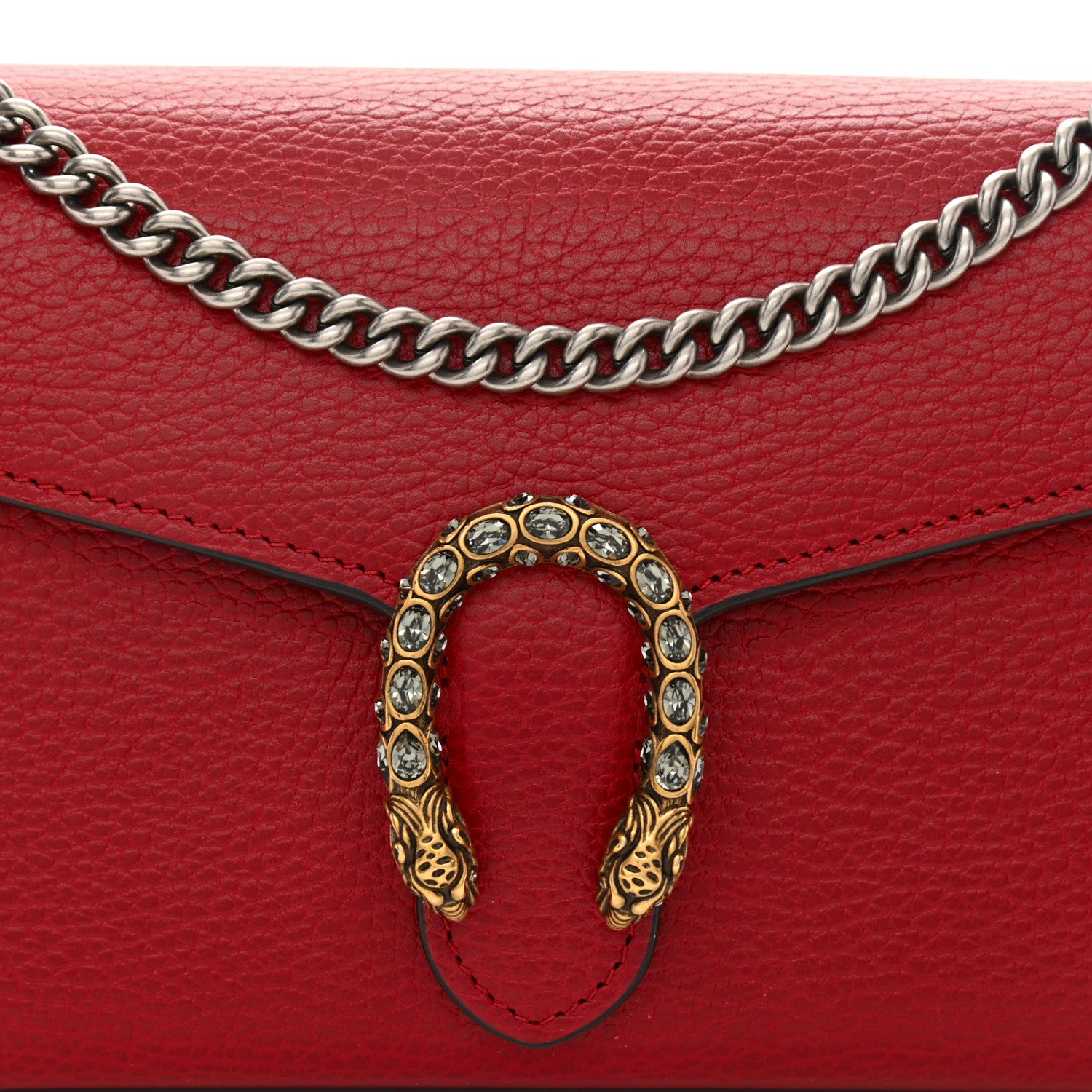 Gucci Calfskin Mini Dionysus Chain Wallet Hibiscus Red 8 of 10