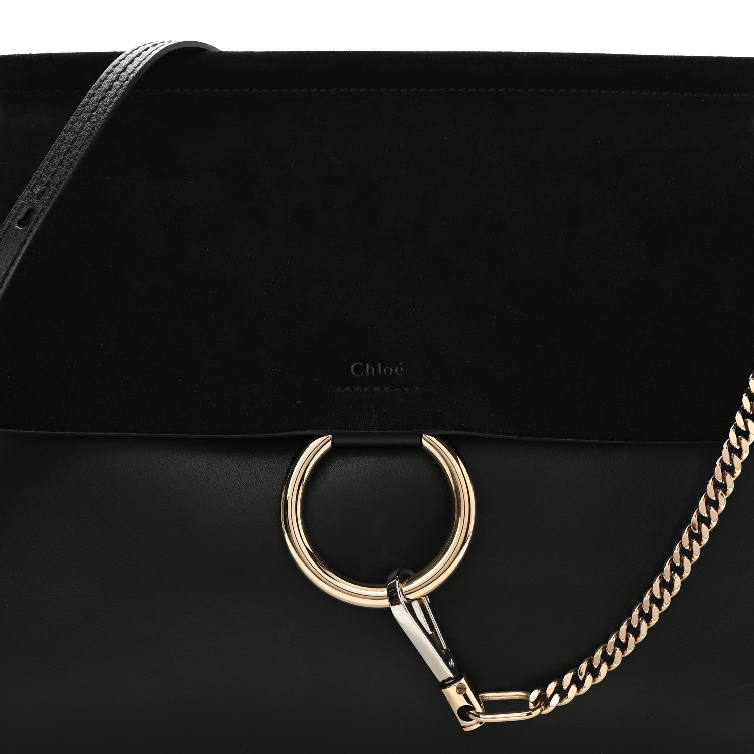 Chloe Suede Calfskin Medium Faye Shoulder Bag Black 9 of 16