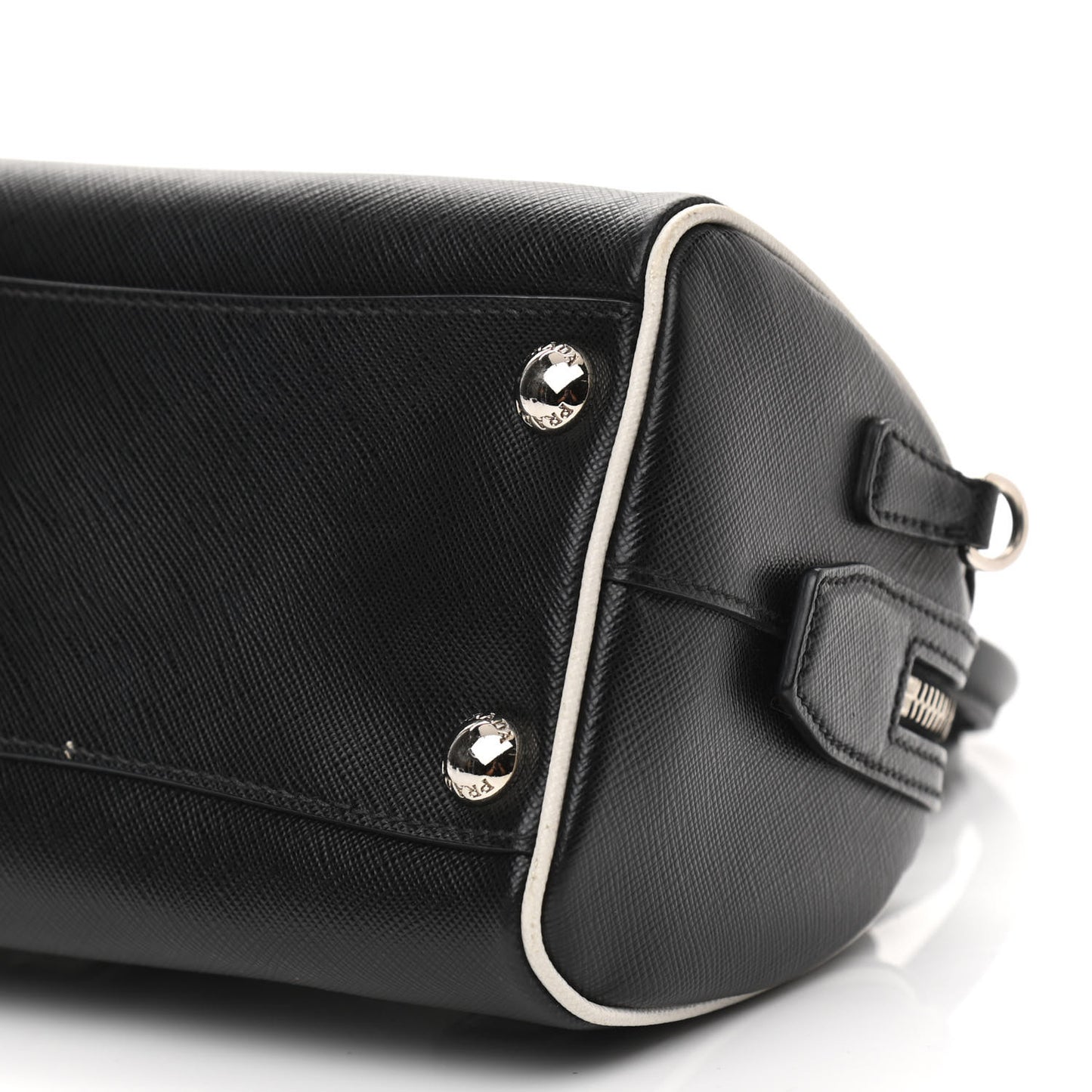 Saffiano Lux Mini Convertible Bowler Black White