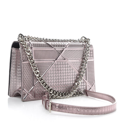 Christian Dior Metallic Patent Micro-Cannage Medium Diorama Flap Bag Hyper Pink 3 of 10