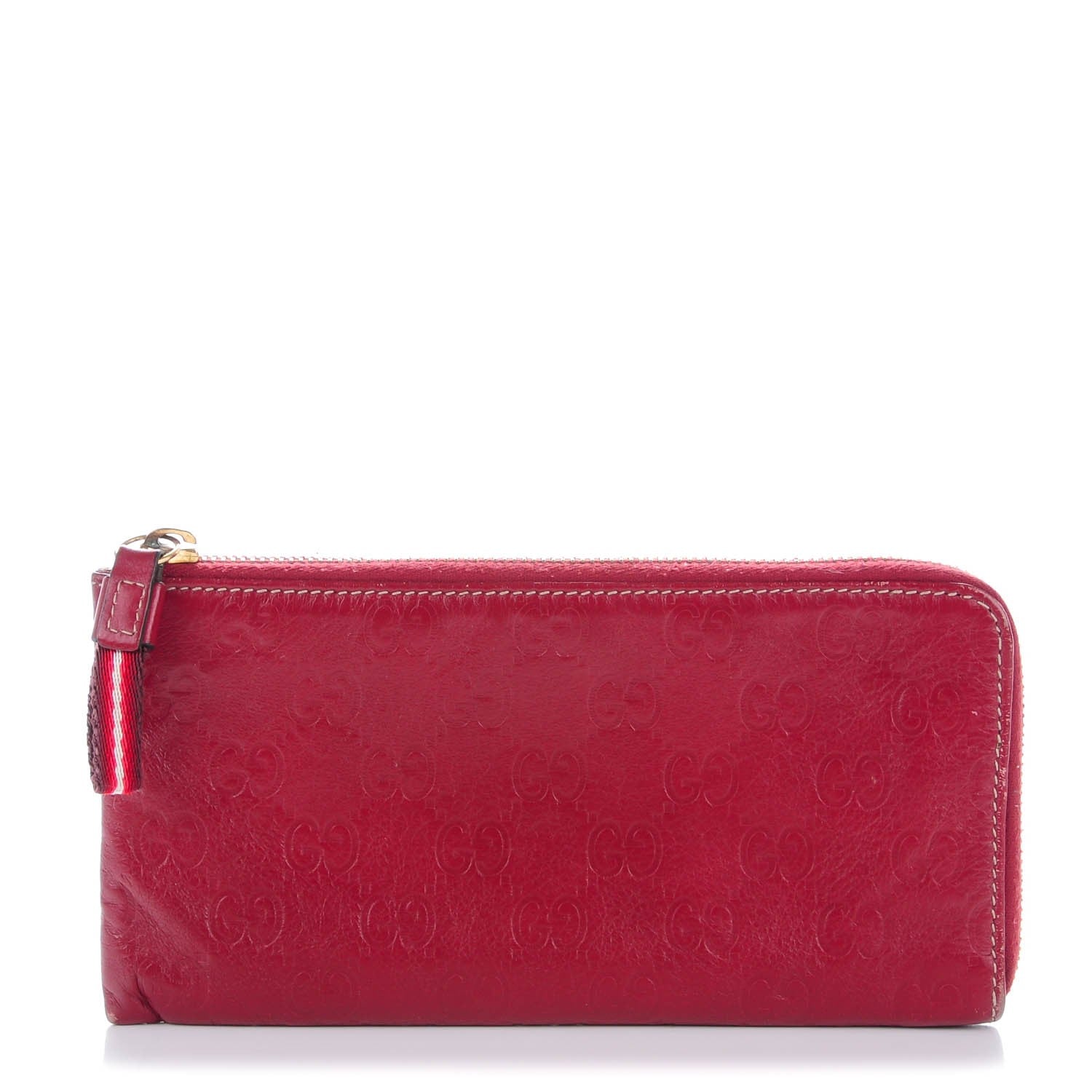 Gucci Guccissima Web Zip Around Wallet Red 1 of 8