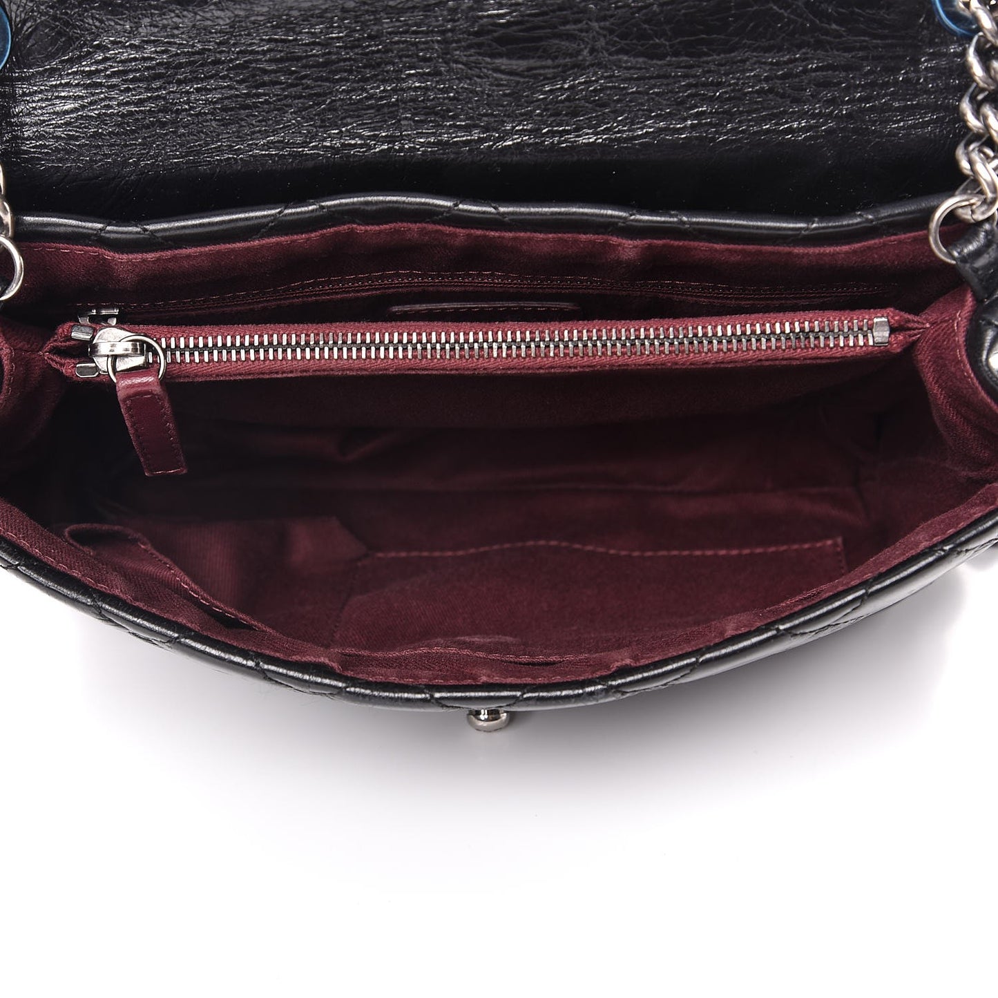 Aged Calfskin Quilted Tag Flap Black