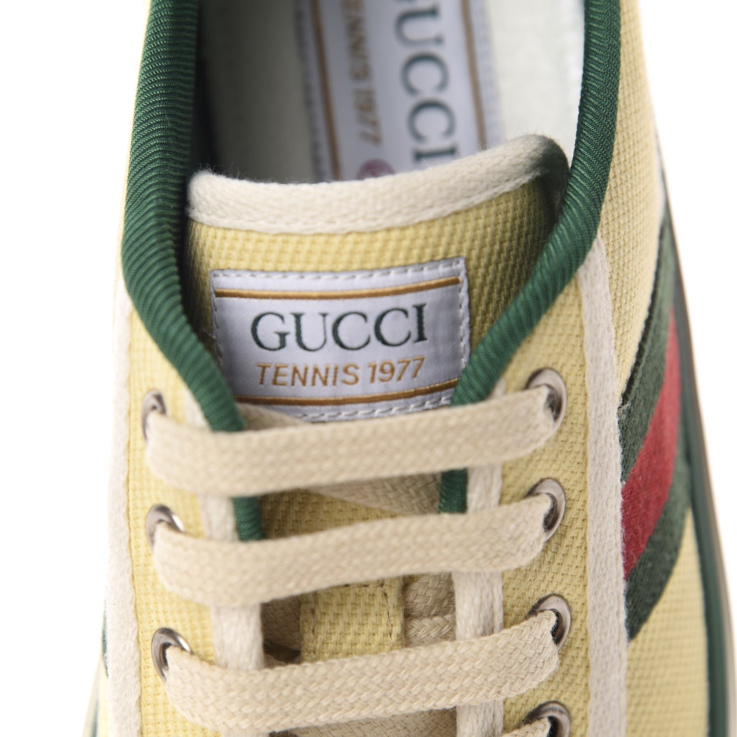 Gucci Canvas Web Womens 1977 Tennis Sneakers 37.5 Burro Mystic White 10 of 11