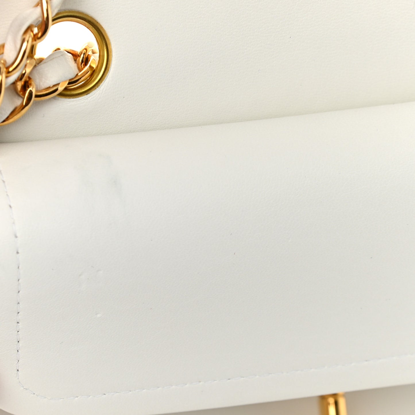 Lambskin Quilted Small Double Flap White