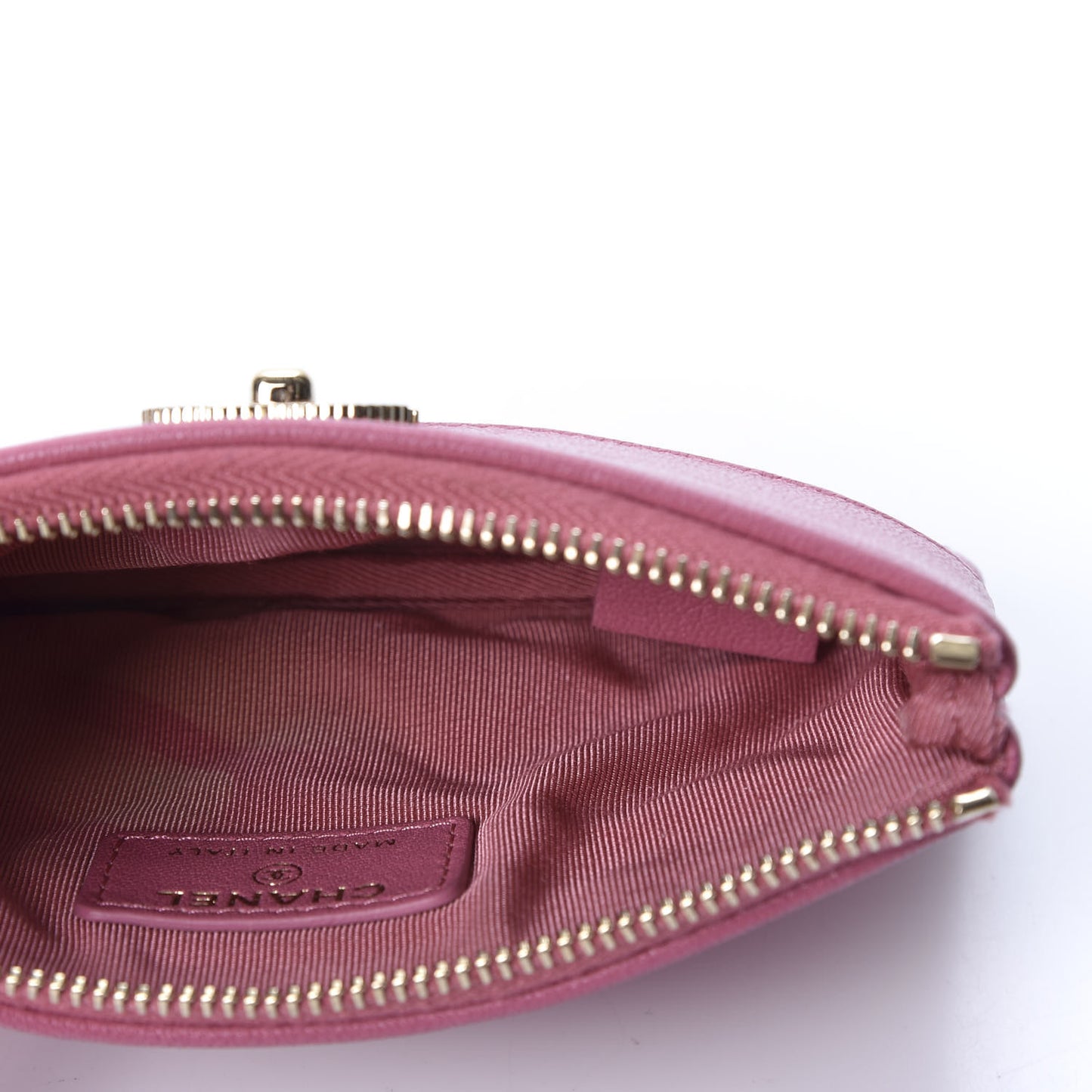 Sheepskin Quilted Small Vintage Mademoiselle Cosmetic Case Dark Pink