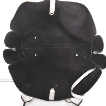 Lanvin Smooth Calfskin Printed Small Fringe Shopper Tote Black White 6 of 23