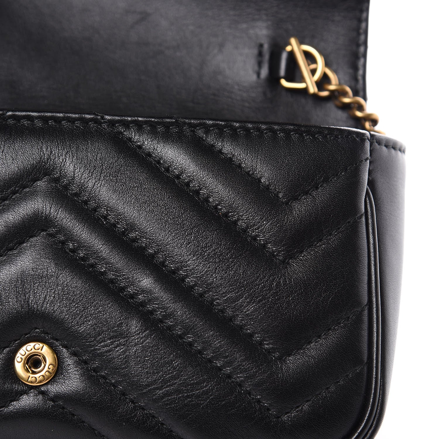 Gucci Calfskin Matelasse Super Mini GG Marmont Shoulder Bag Black 8 of 15