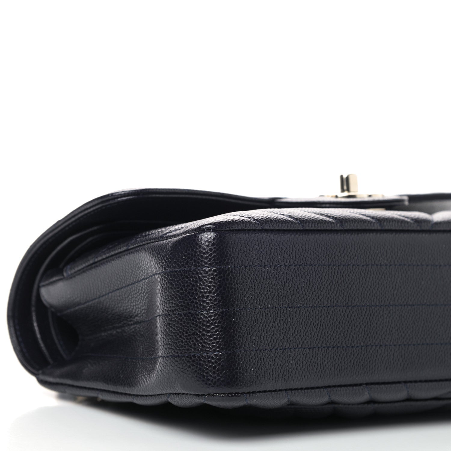 Chanel Caviar Chevron Quilted Small Double Flap Navy Blue 5 of 9