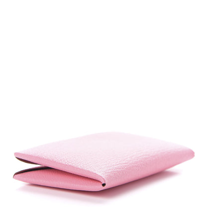 Hermes Chevre Verso Calvi Card Case Rose Confetti Brique 4 of 7