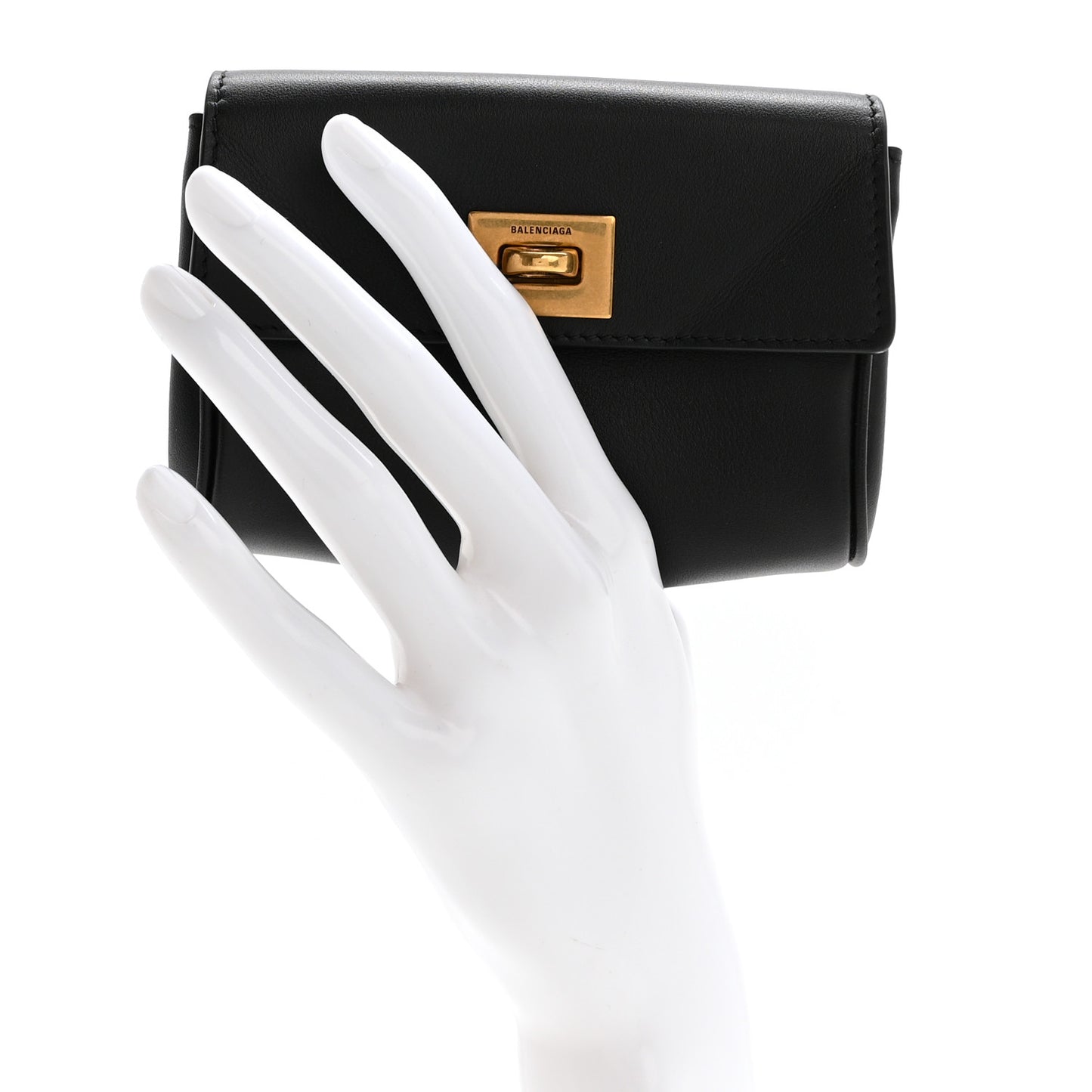 Natural Smooth Calfskin Rodeo Flap Wallet Black