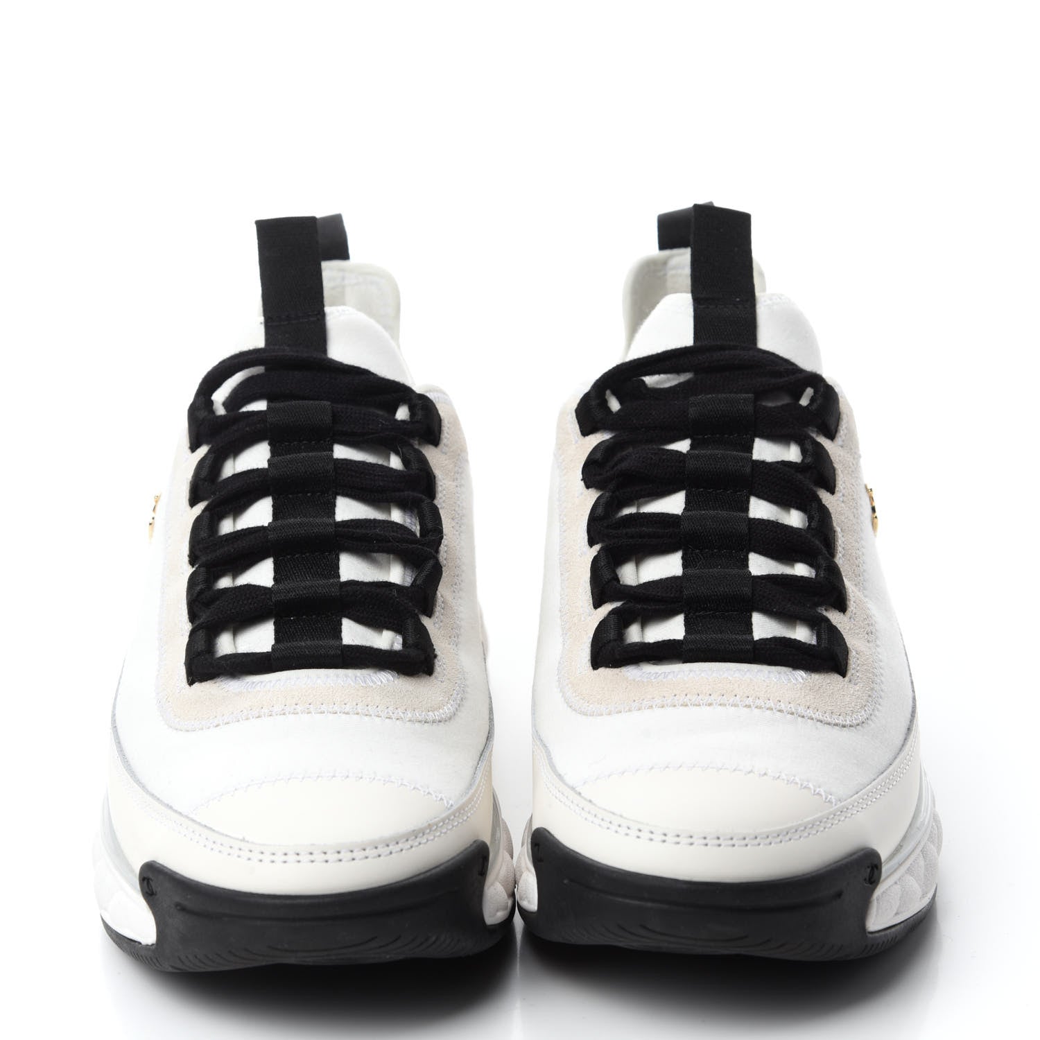 Chanel Velvet Calfskin Mixed Fibers CC Sneakers 38 Ivory Black 2 of 11