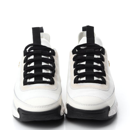 Chanel Velvet Calfskin Mixed Fibers CC Sneakers 38 Ivory Black 2 of 11