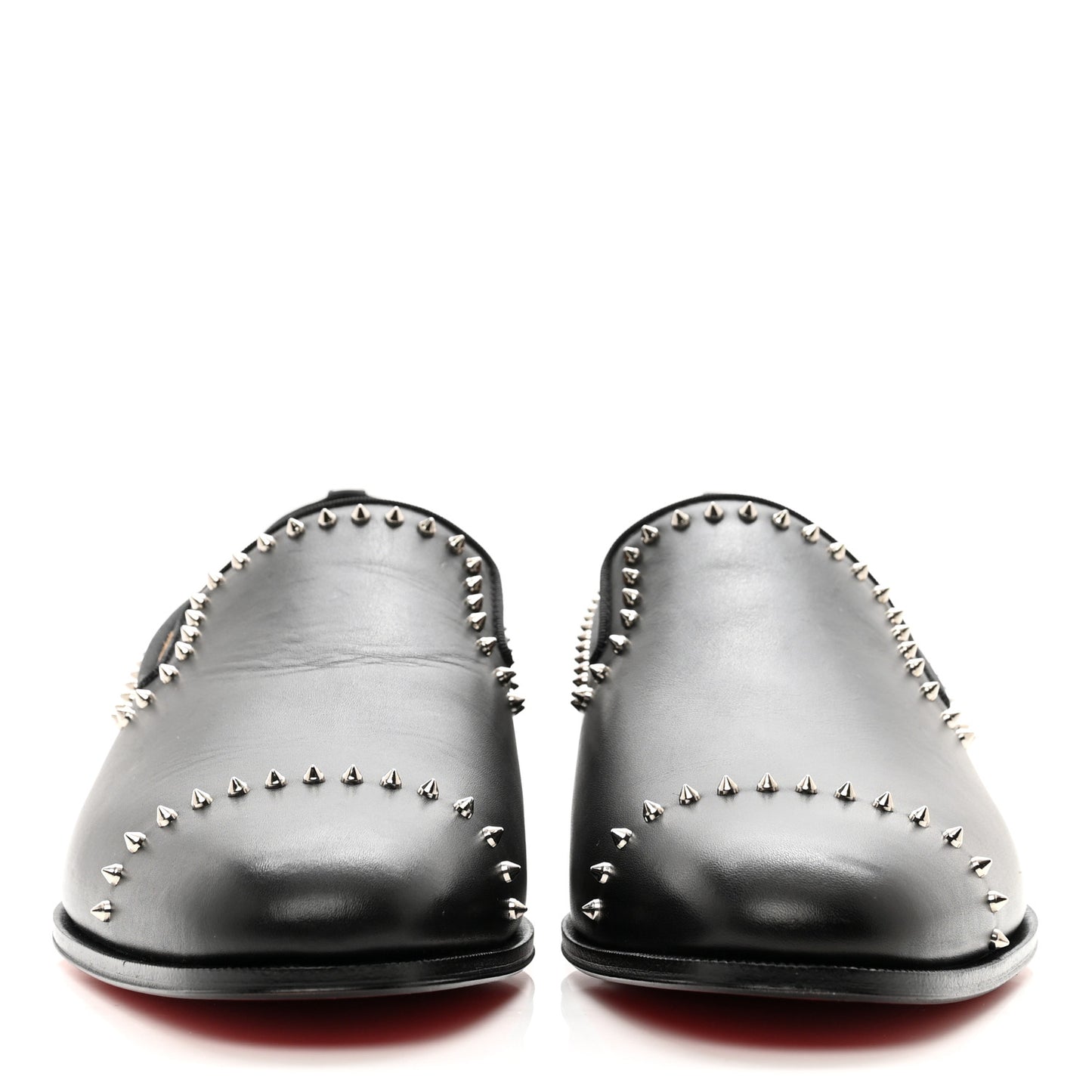 Calfskin Spike Mens Dandy Cloo Flat Loafers 43 Black Silver