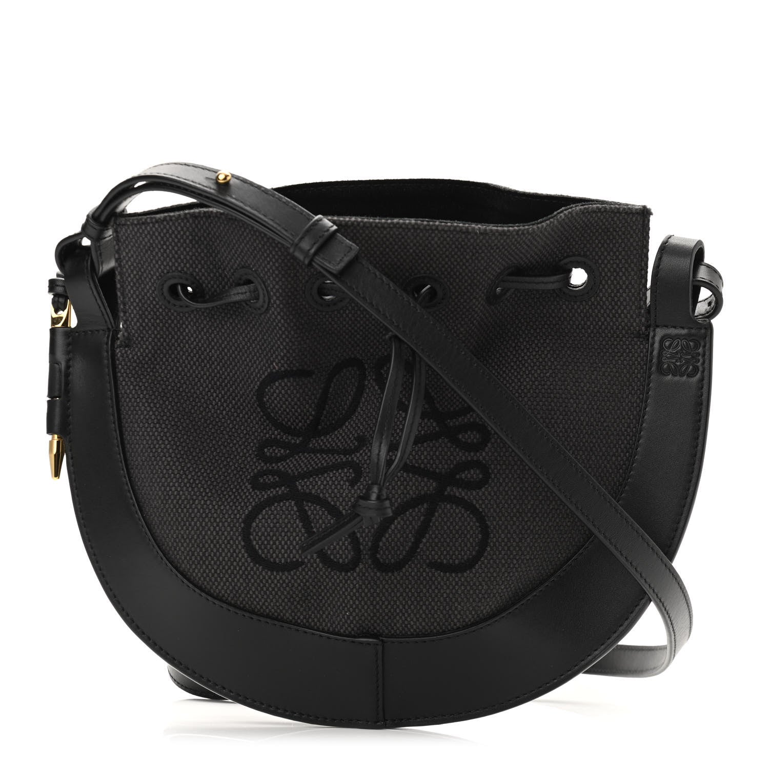 Loewe Canvas Nappa Anagram Small Horseshoe Bag Anthracite Black 1 of 10