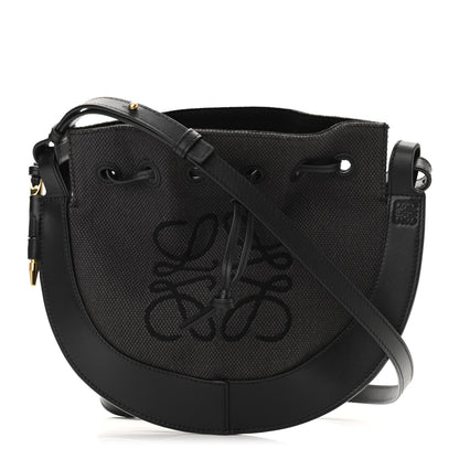 Loewe Canvas Nappa Anagram Small Horseshoe Bag Anthracite Black 1 of 10