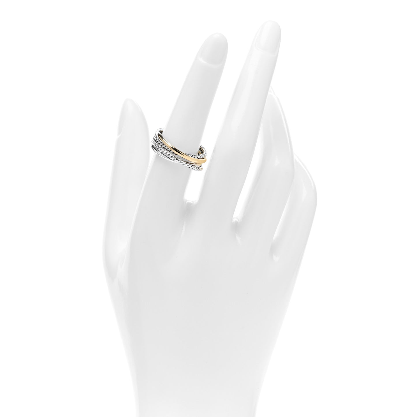 Sterling Silver 18K Yellow Gold Narrow Crossover Ring 55 7.25