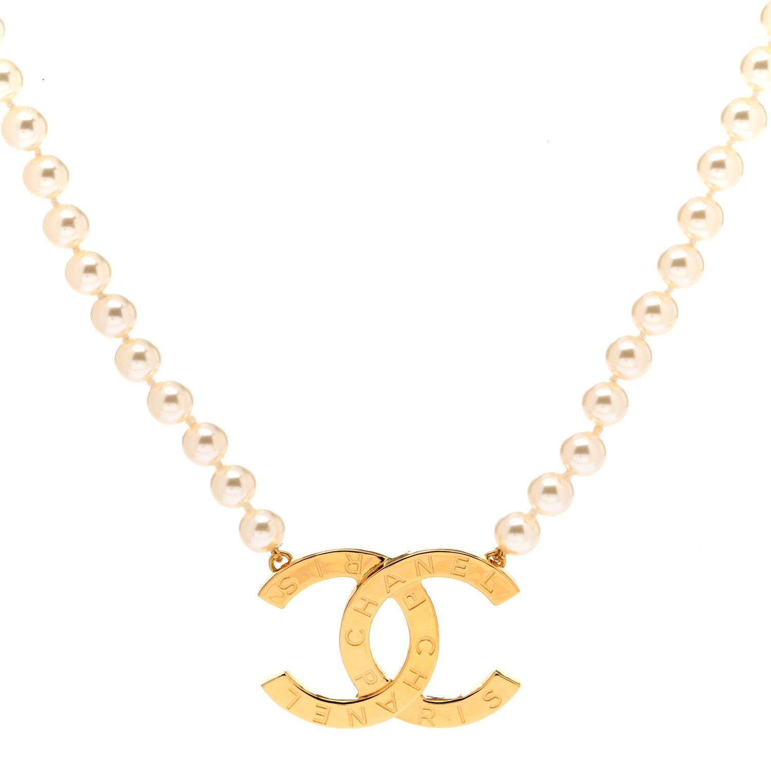 Chanel Pearl CC Paris Button Short Necklace Gold 4 of 5