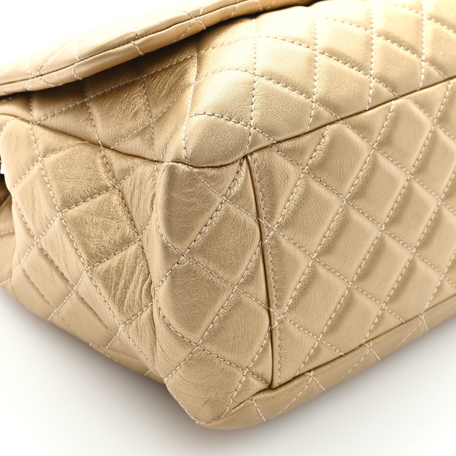 Chanel Metallic Calfskin Quilted Small XXL Travel Flap Bag Gold 8 of 9