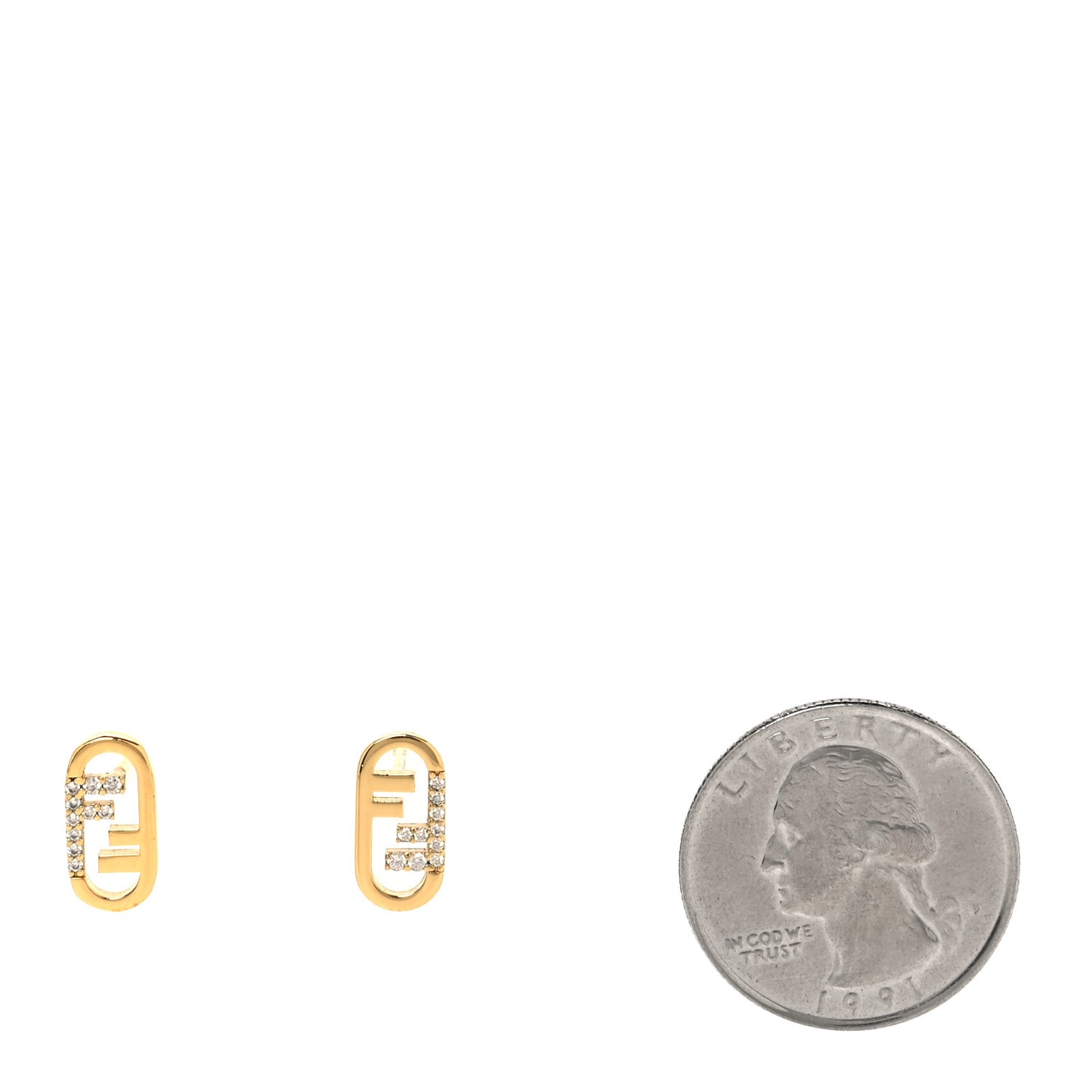 Metal Crystal FF O'Lock Earrings Gold