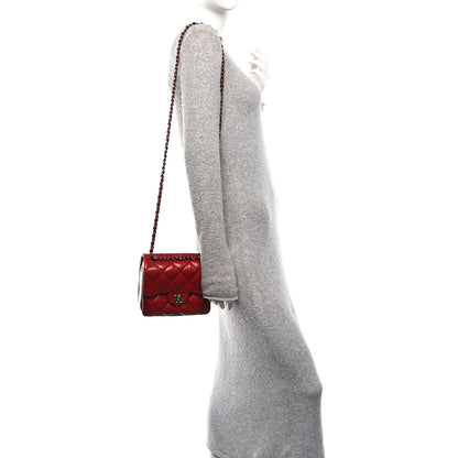 Chanel Lambskin Quilted Mini Chanel 3 Flap Red 2 of 10