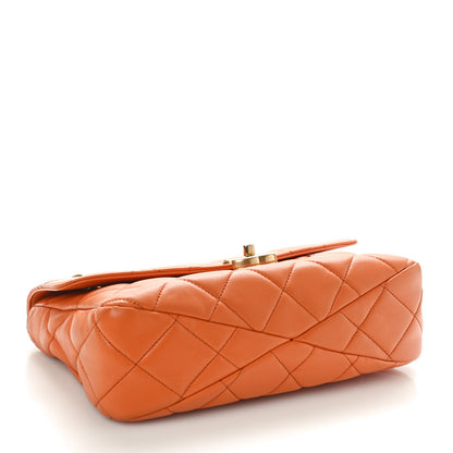 Chanel Calfskin Quilted Top Handle Flap Orange 4 of 10