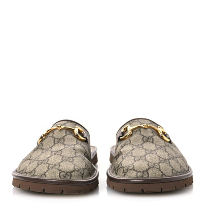 Gucci GG Supreme Monogram Miro Soft Calfskin Men's Horsebit Slippers 8 Beige Ebony New Acero 3 of 14