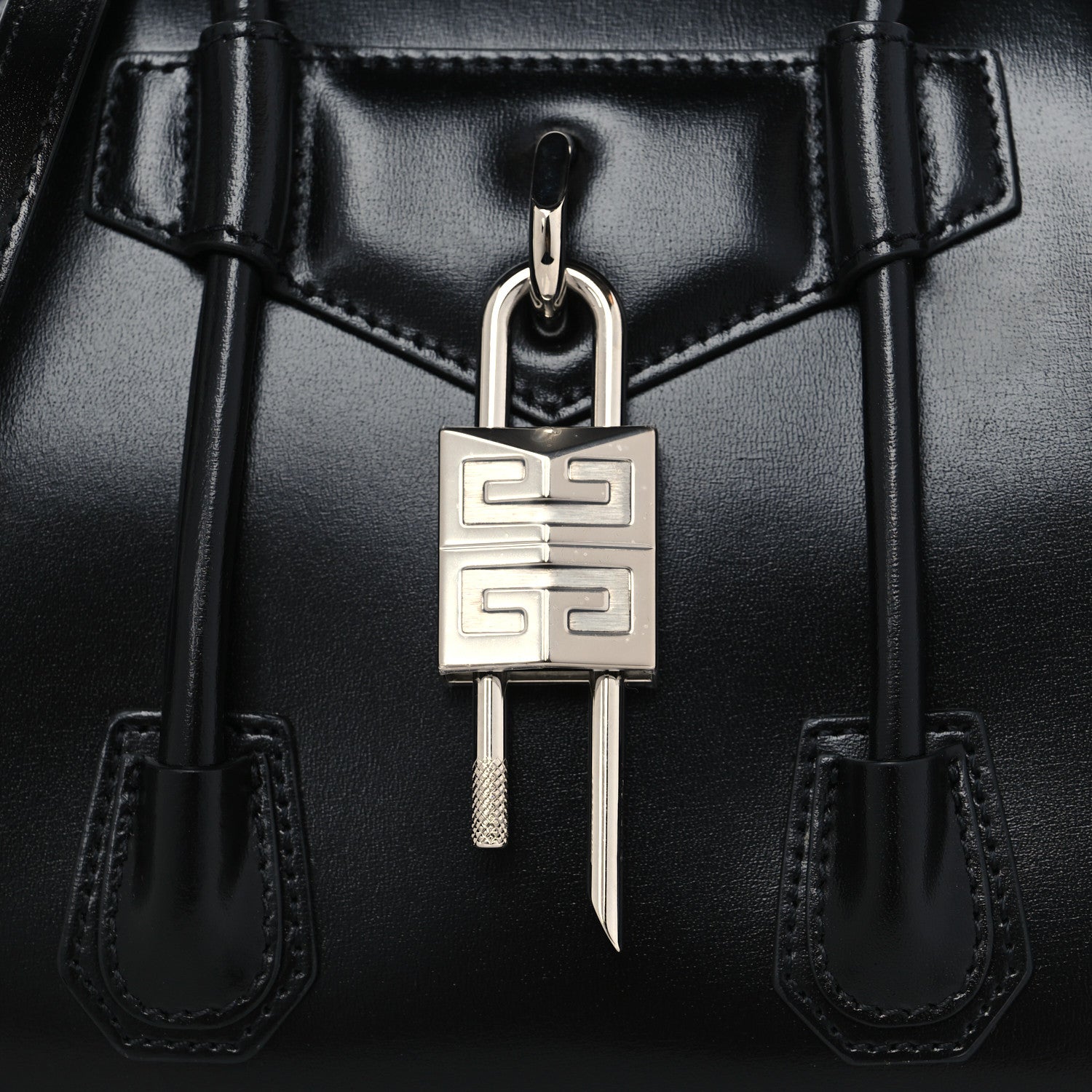 Givenchy Box Calfskin Mini Lock Antigona Shoulder Bag Black 7 of 9