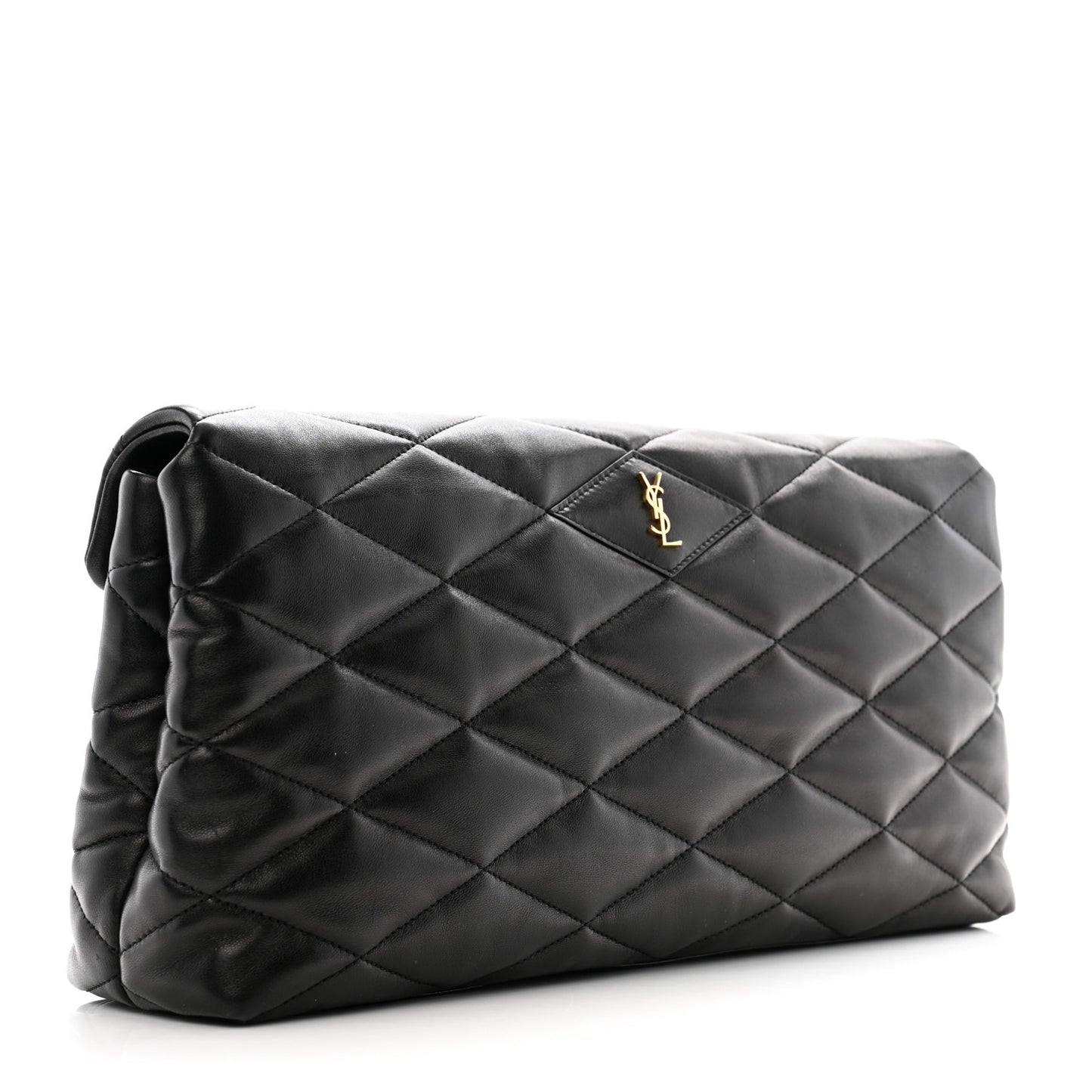 Lambskin Quilted Sade Puffer Envelope Clutch Black