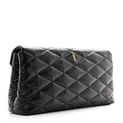 Saint Laurent Lambskin Quilted Sade Puffer Envelope Clutch Black 3 of 9
