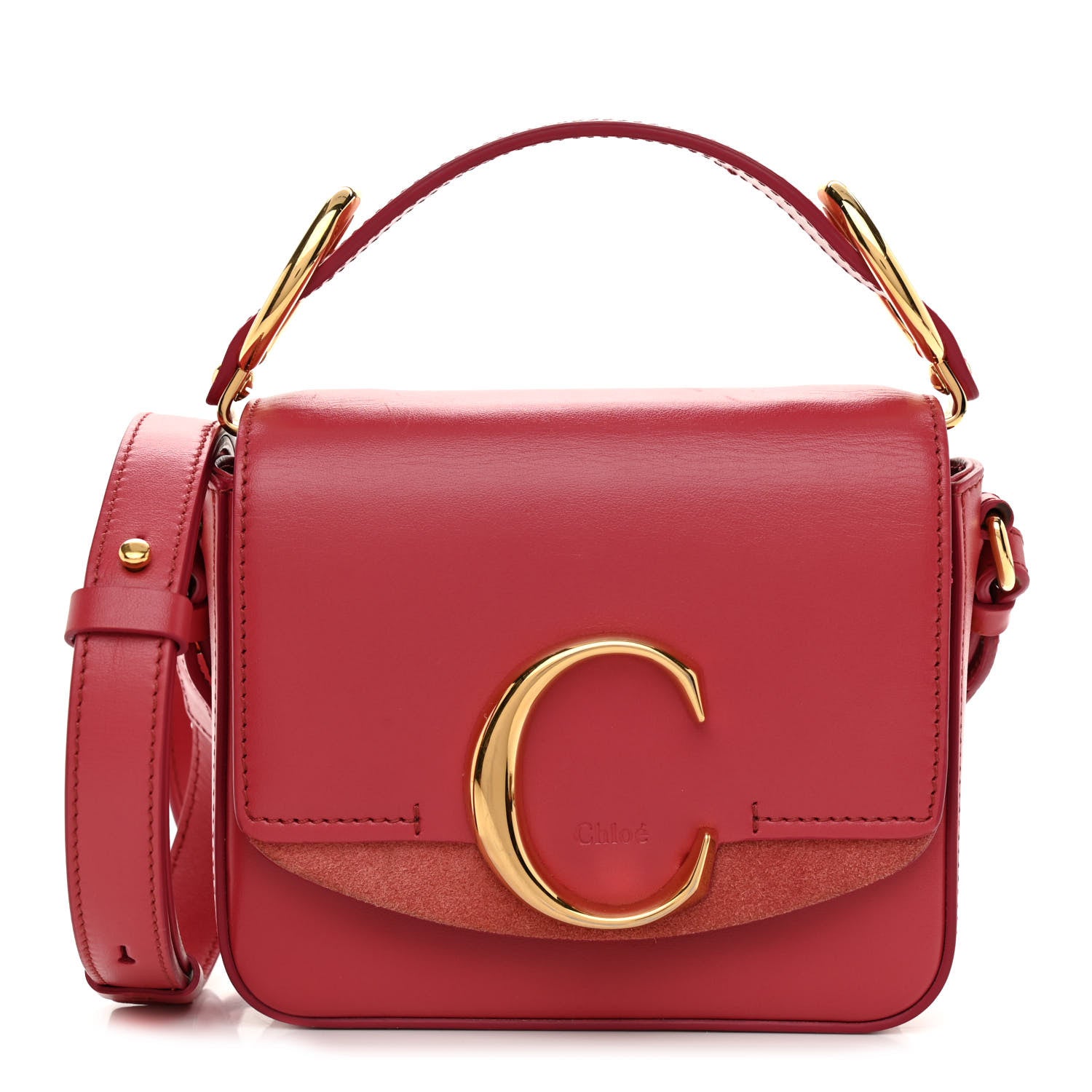 Chloe Shiny Calfskin Suede Mini C Double Carry Scarlet Pink 1 of 8