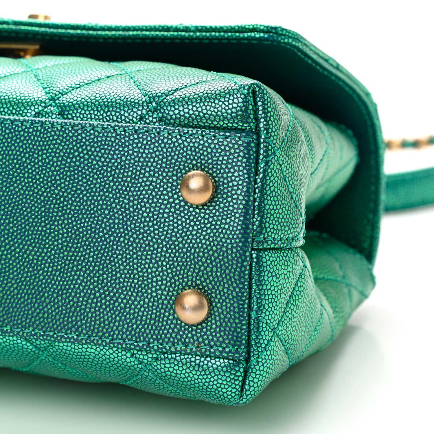 Chanel Metallic Caviar Quilted Mini Coco Handle Flap Blue 9 of 9