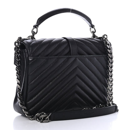 Saint Laurent Sheepskin Matelasse Chevron Monogram Medium College Bag Black 2 of 4