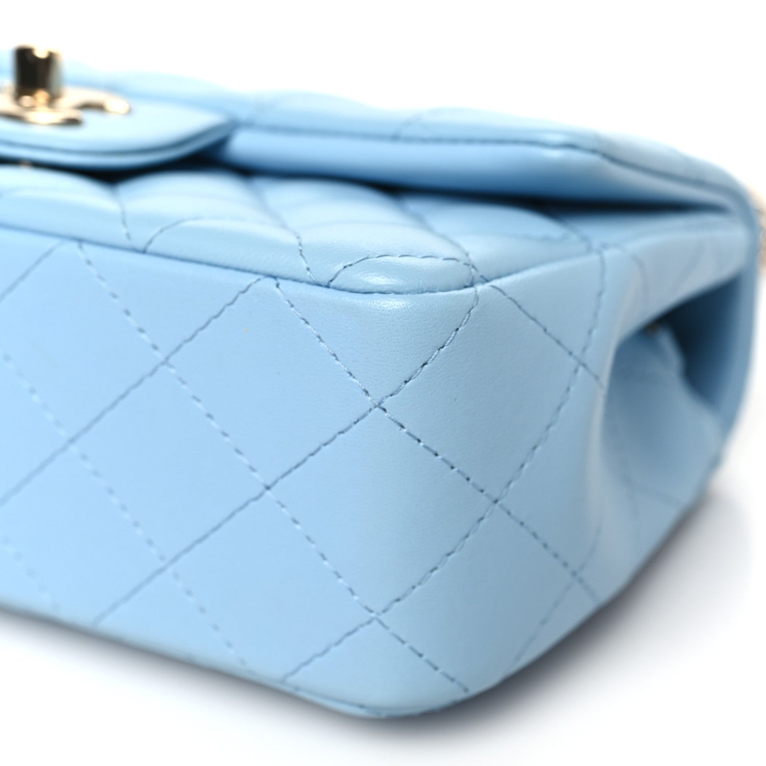 Chanel Lambskin Quilted Mini Rectangular Flap Light Blue 10 of 11