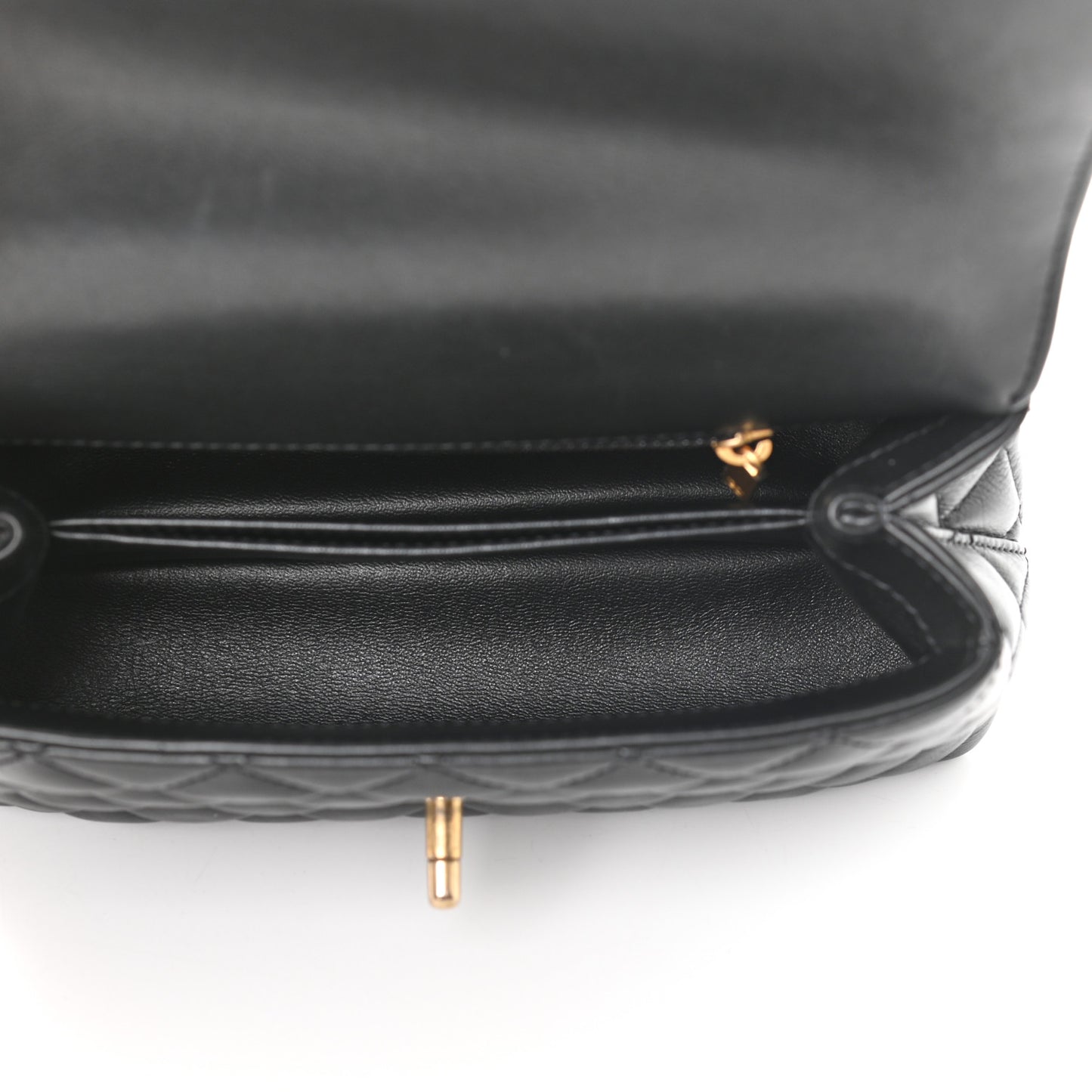 Calfskin Strass Quilted Mini Coco Handle Flap Black