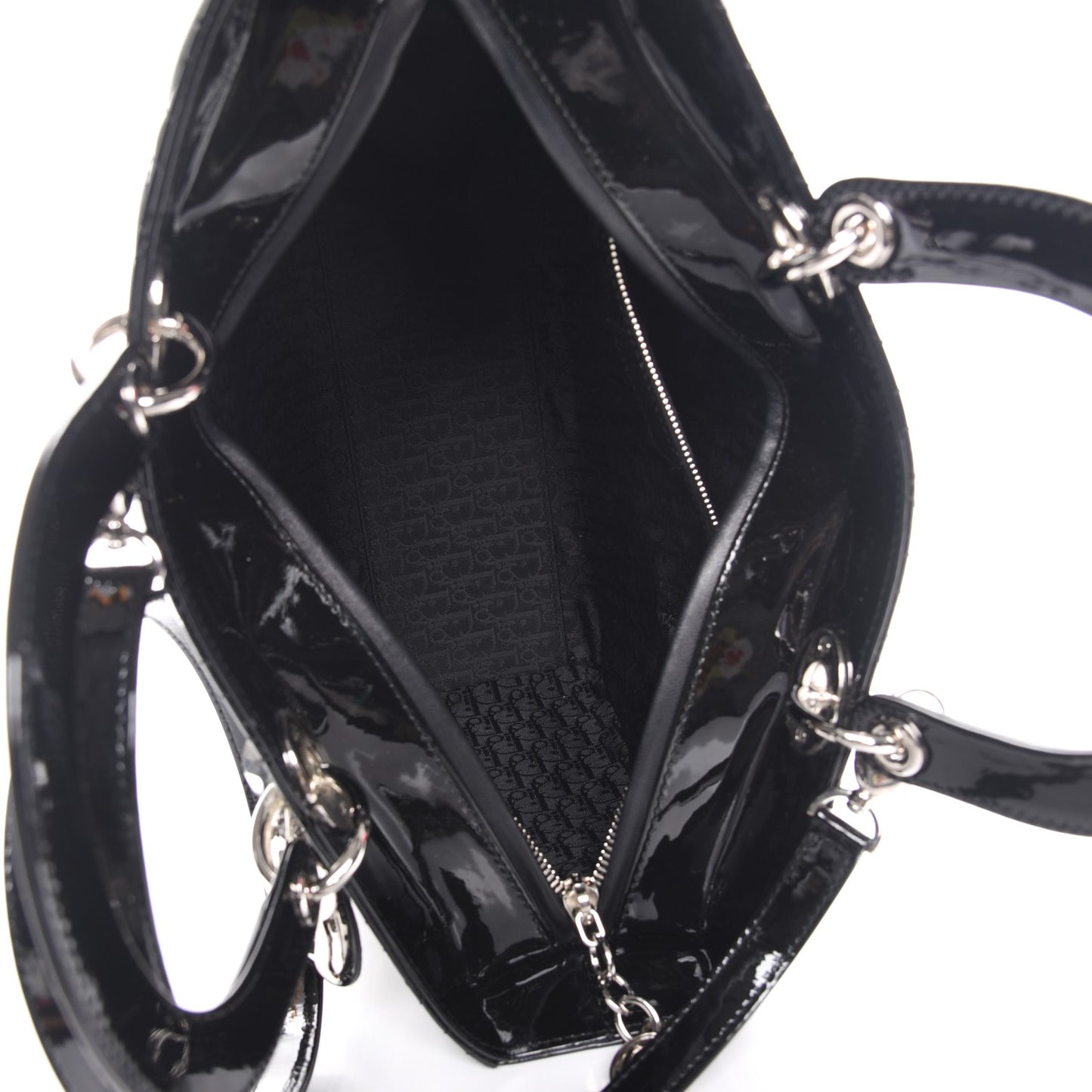 Patent Cannage Large Lady Dior Black