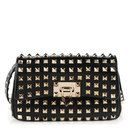 Valentino Garavani Vitello Mini Rockstud All Over Flap Saddle Crossbody Bag Black 1 of 8
