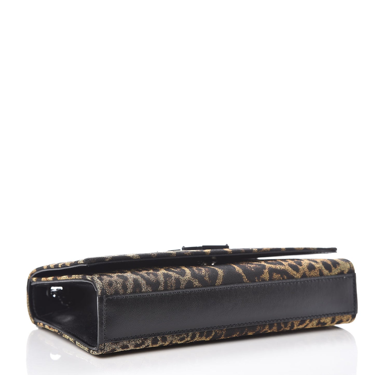 Jacquard Leopard Small Monogram Kate Satchel Oro Natural