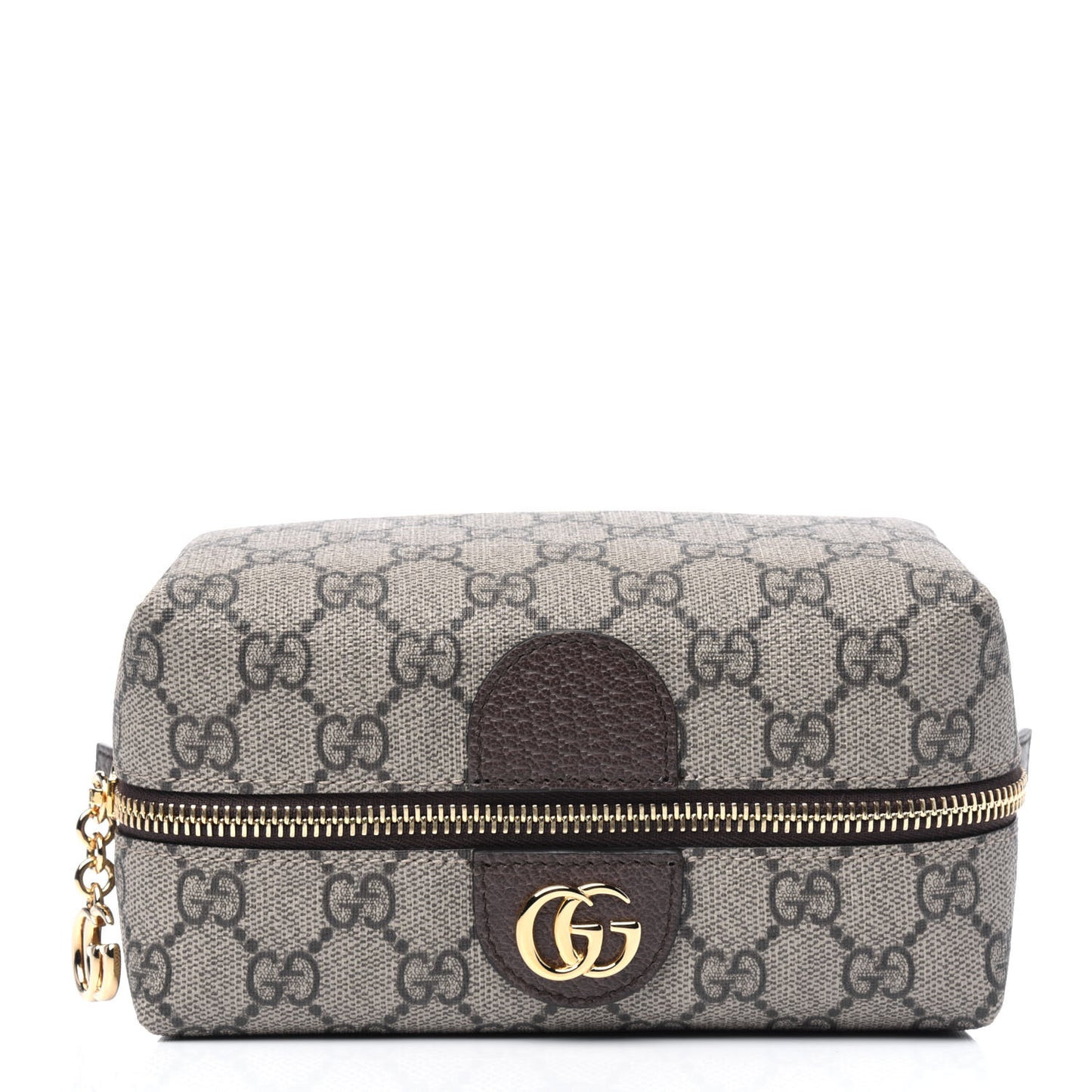 Soft GG Supreme Monogram Calfskin Medium Ophidia Cosmetic Case Beige Ebony New Acero
