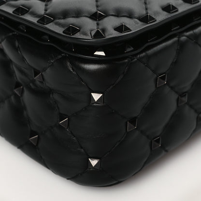 Valentino Garavani Calfskin Tonal Rockstud Spike Convertible Shoulder Bag Black 8 of 9