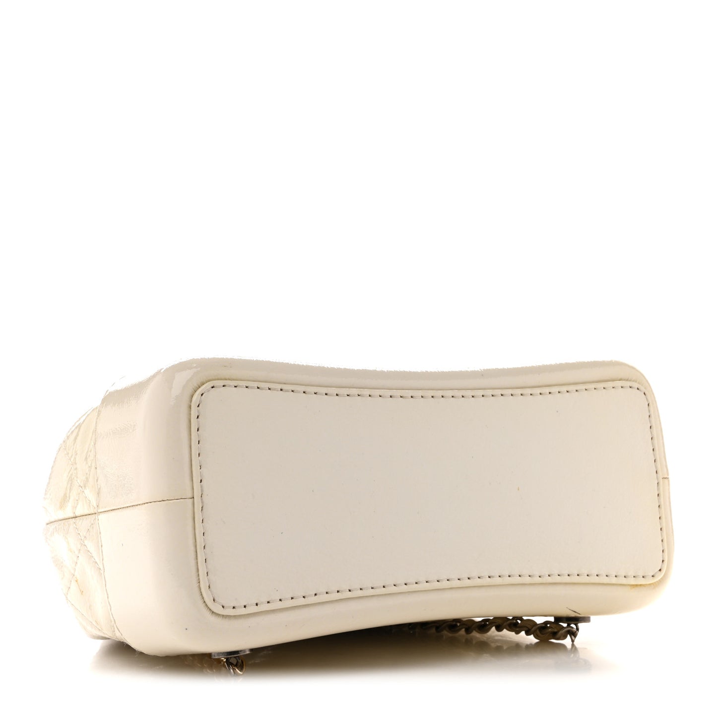 Patent Goatskin Quilted Small Gabrielle Backpack White