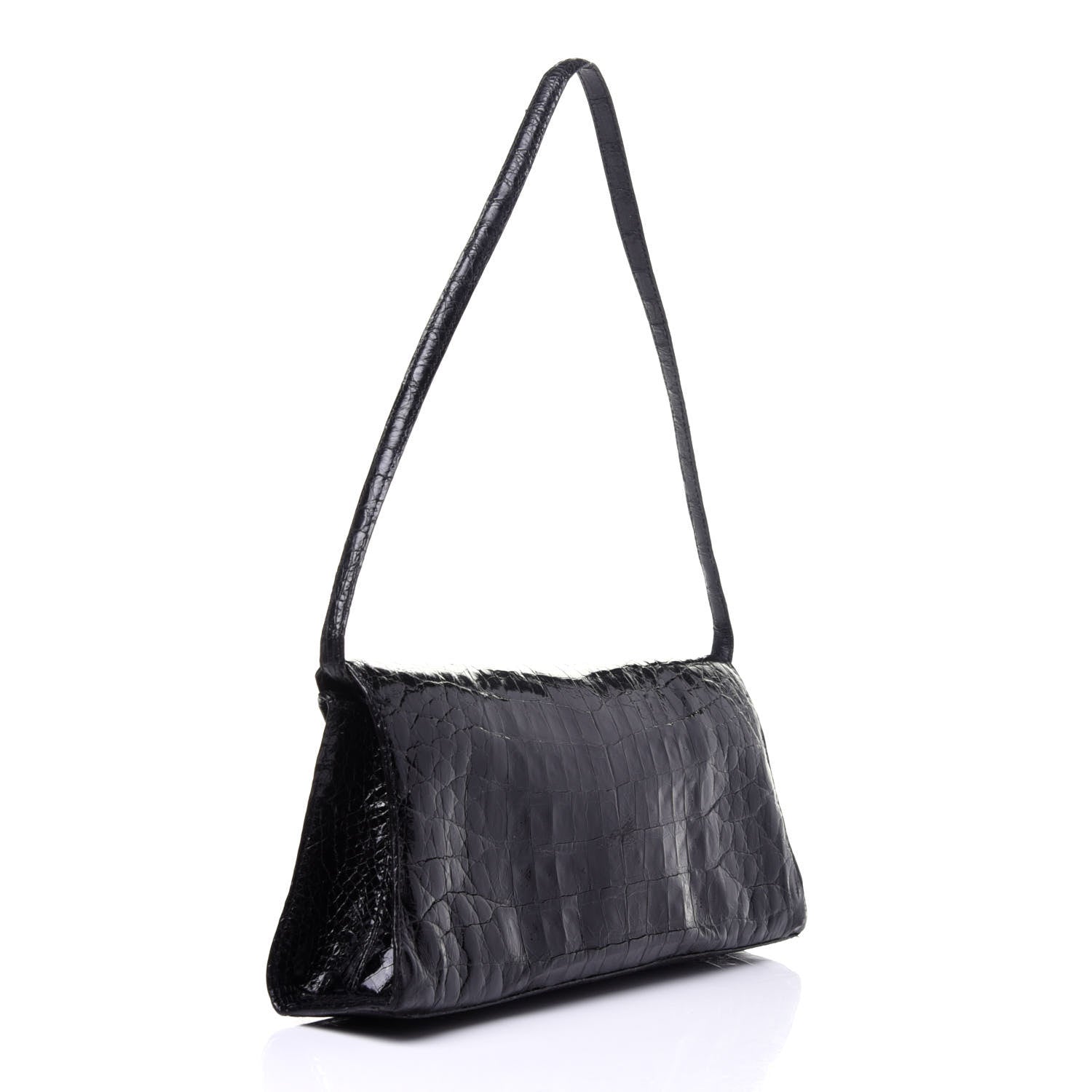 Nancy Gonzalez Crocodile Envelope Shoulder Bag Black 3 of 9