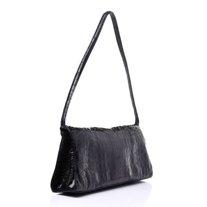 Nancy Gonzalez Crocodile Envelope Shoulder Bag Black 3 of 9