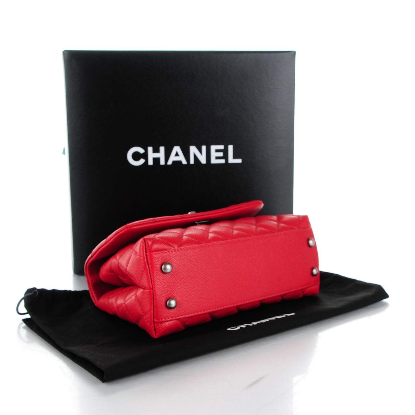 Caviar Quilted Mini Coco Handle Flap Red