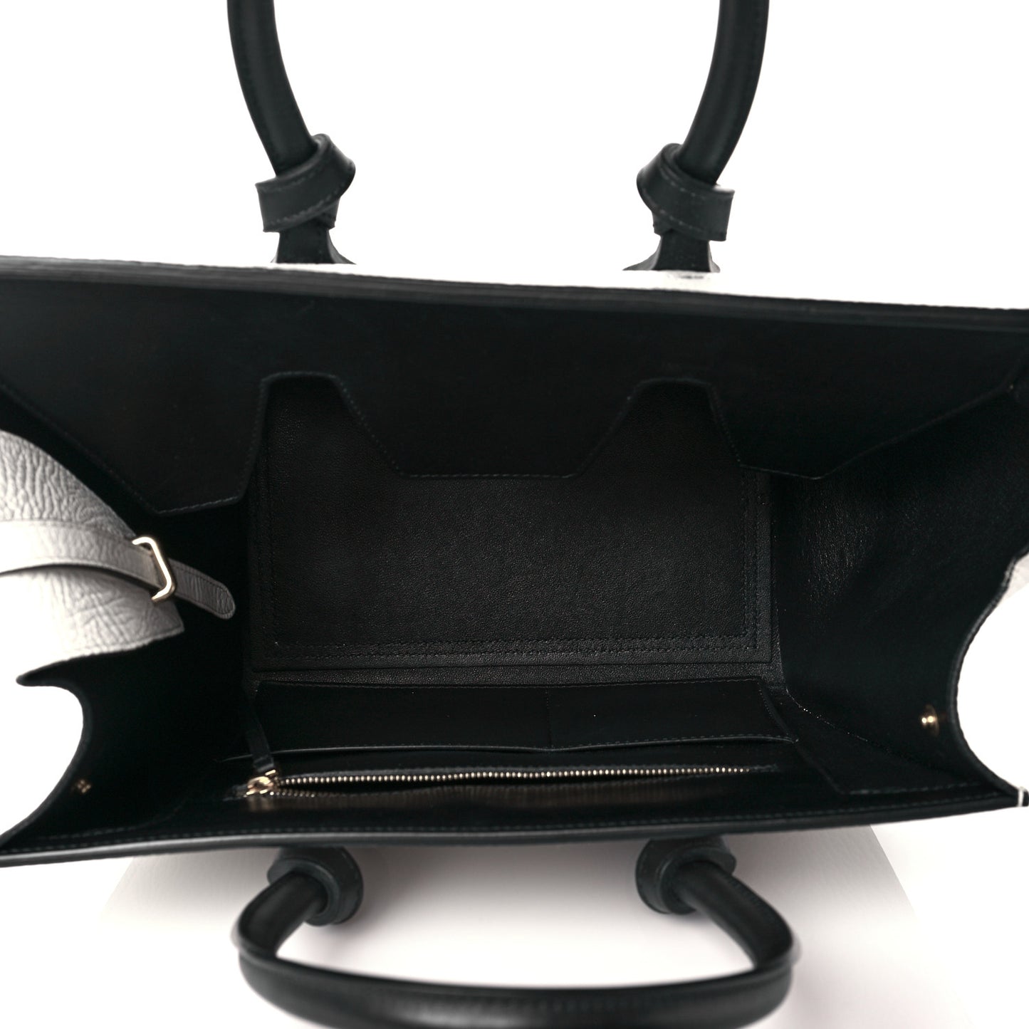 Elephant Calfskin Small Bi-Color Tie Knot Tote White Black