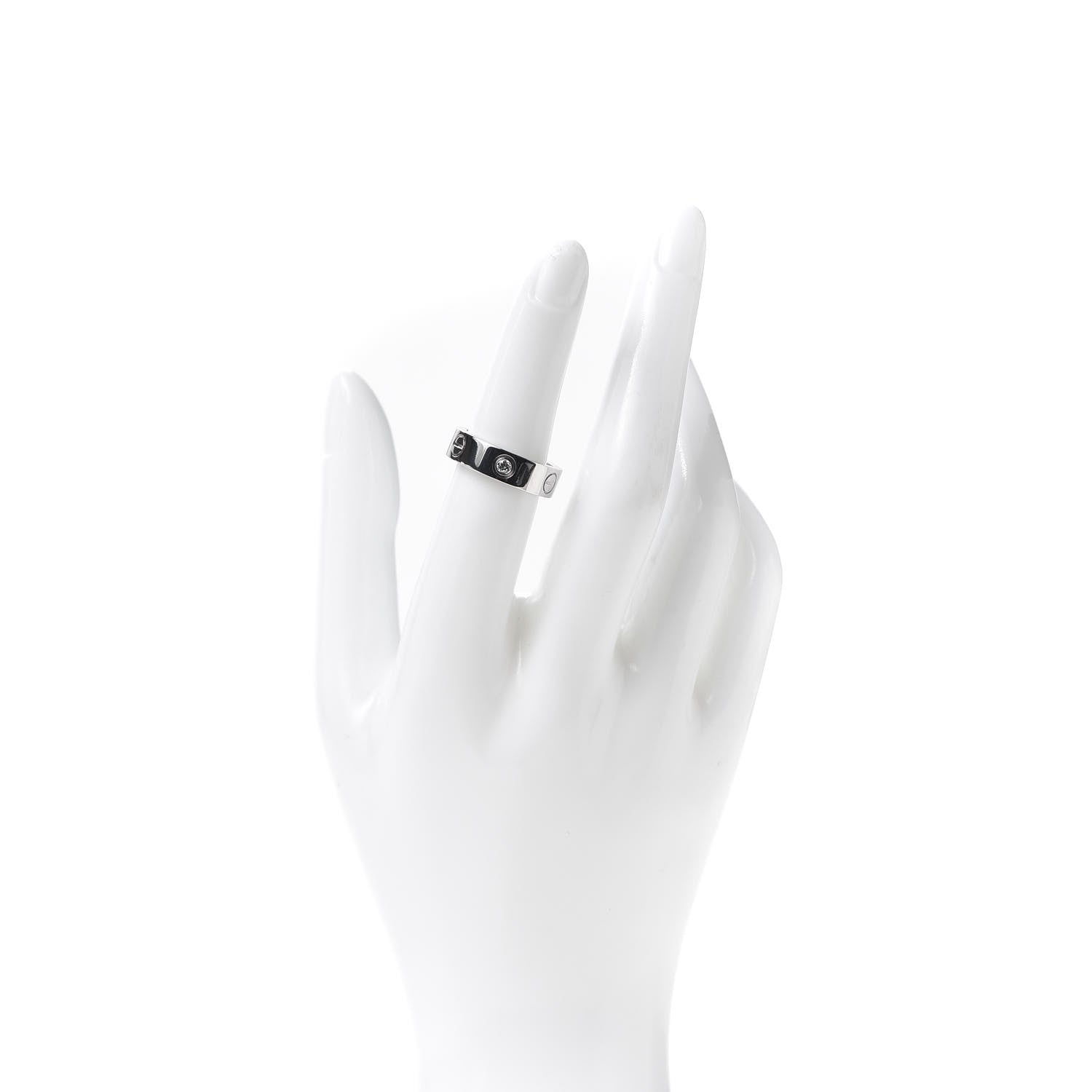 Cartier 18K White Gold 3 Diamond 5.5mm LOVE Ring 52 6 2 of 4