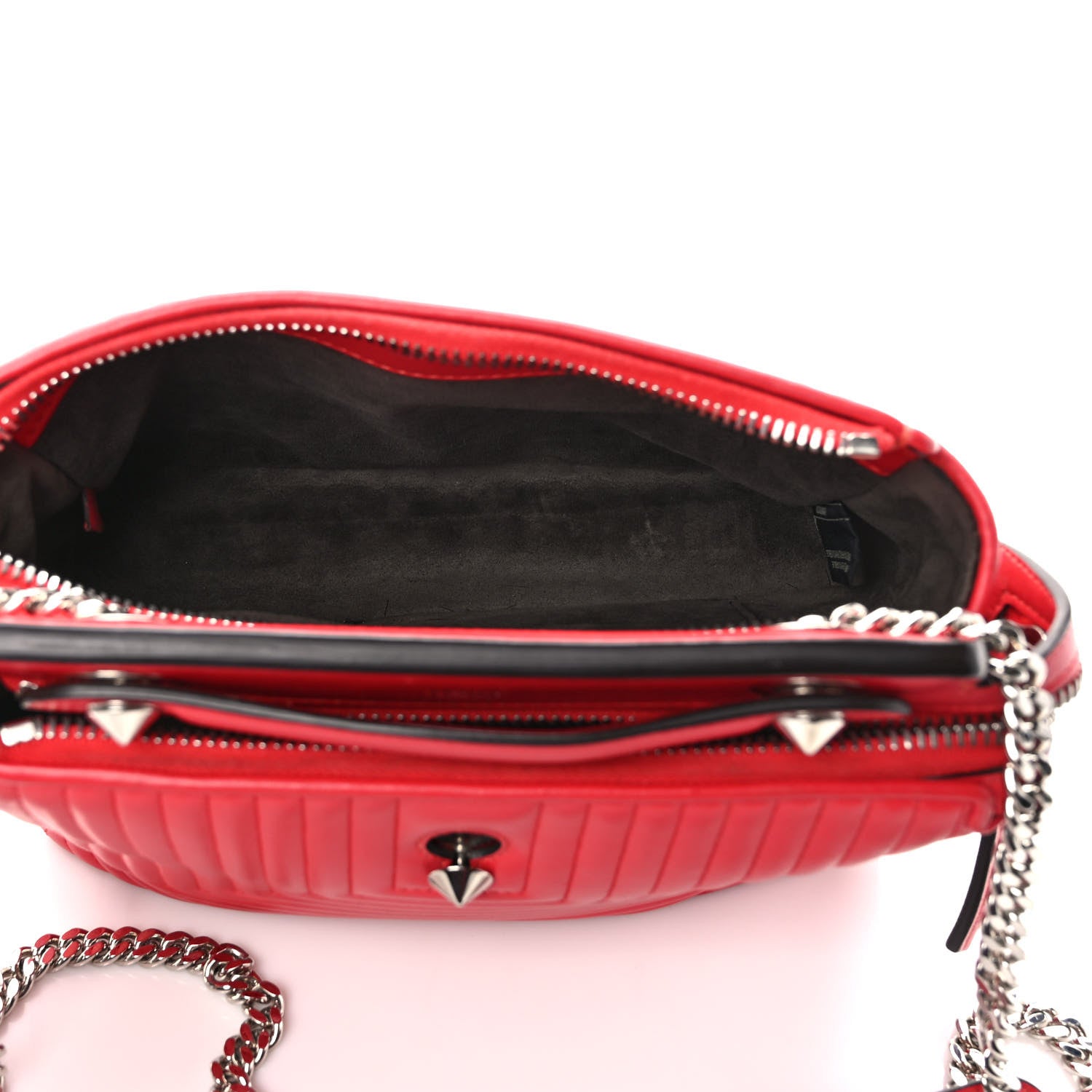 Fendi Shiny Nappa Trapuntata Small DotCom Click Chain Satchel Rojo 6 of 13