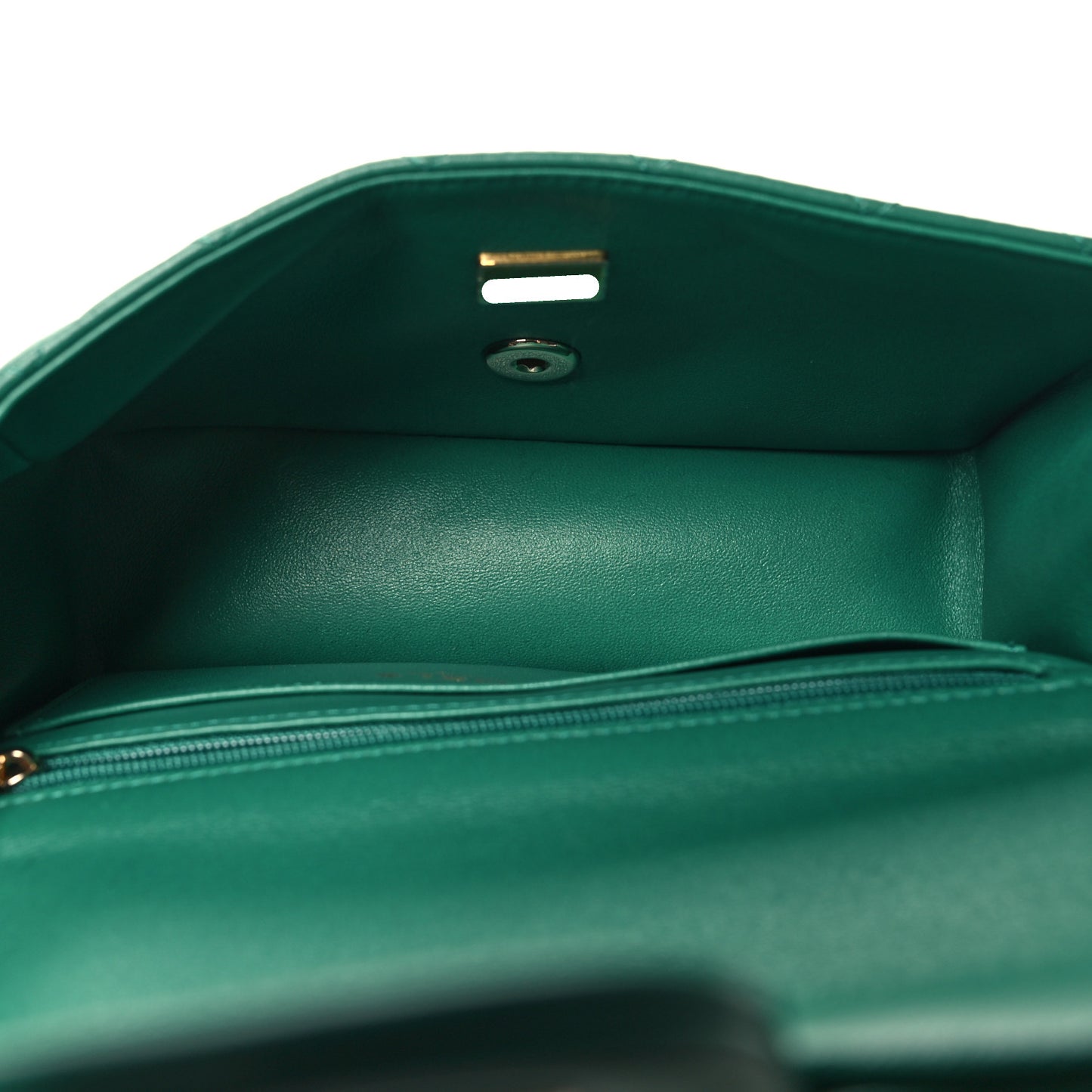 Lambskin Quilted Mini Top Handle Rectangular Flap Green