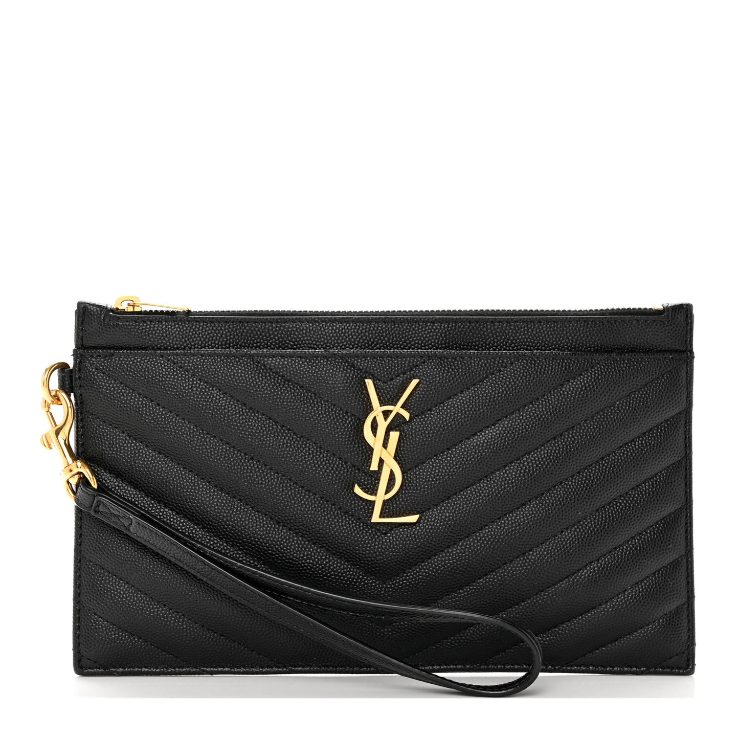 Grain De Poudre Chevron Monogram Large Bill Pouch Black