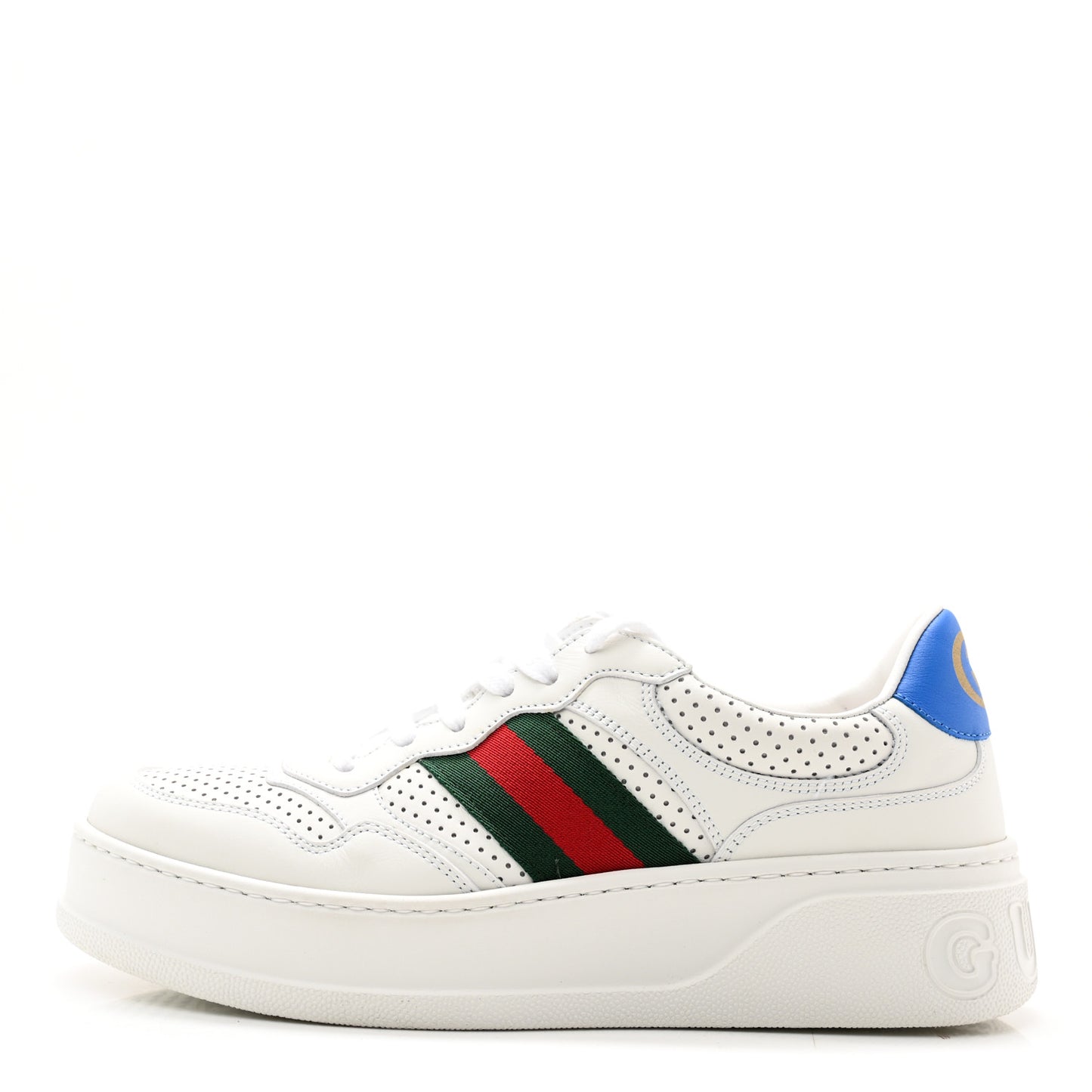 Calfskin Web Perforated Womens Platform 55mm Sneakers 39.5 White Bright Splash
