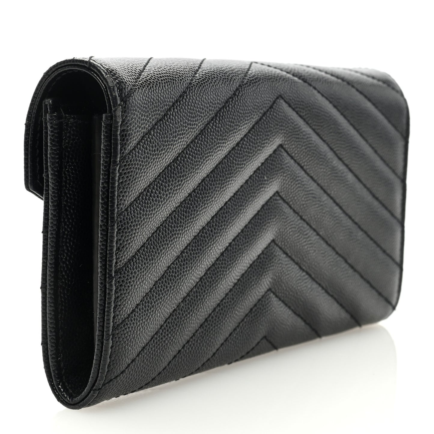 Grain De Poudre Matelasse Chevron Monogram Flap Wallet Black
